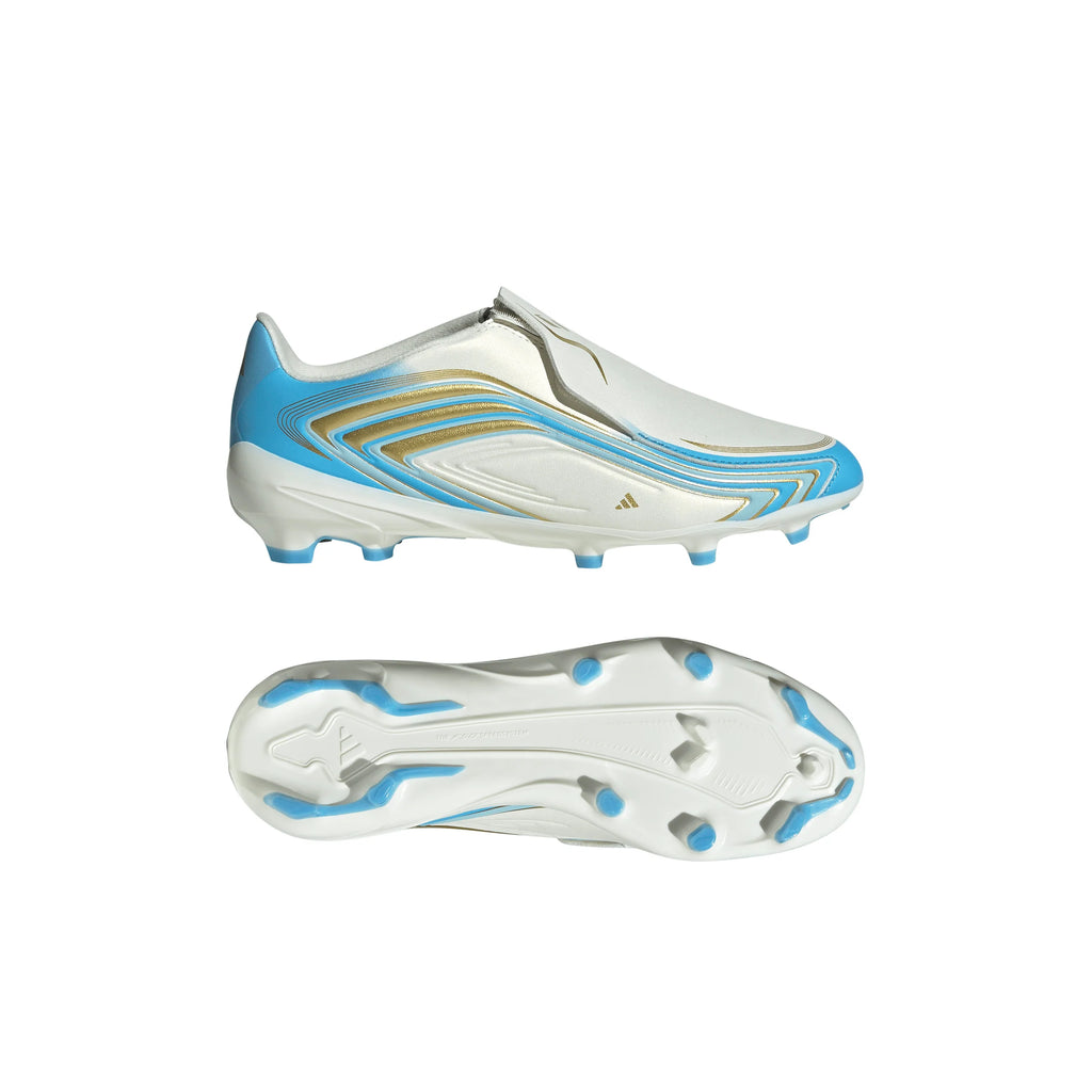 adidas F50 Messi League Laceless FG Firm Ground Youth Soccer Cleats Blue