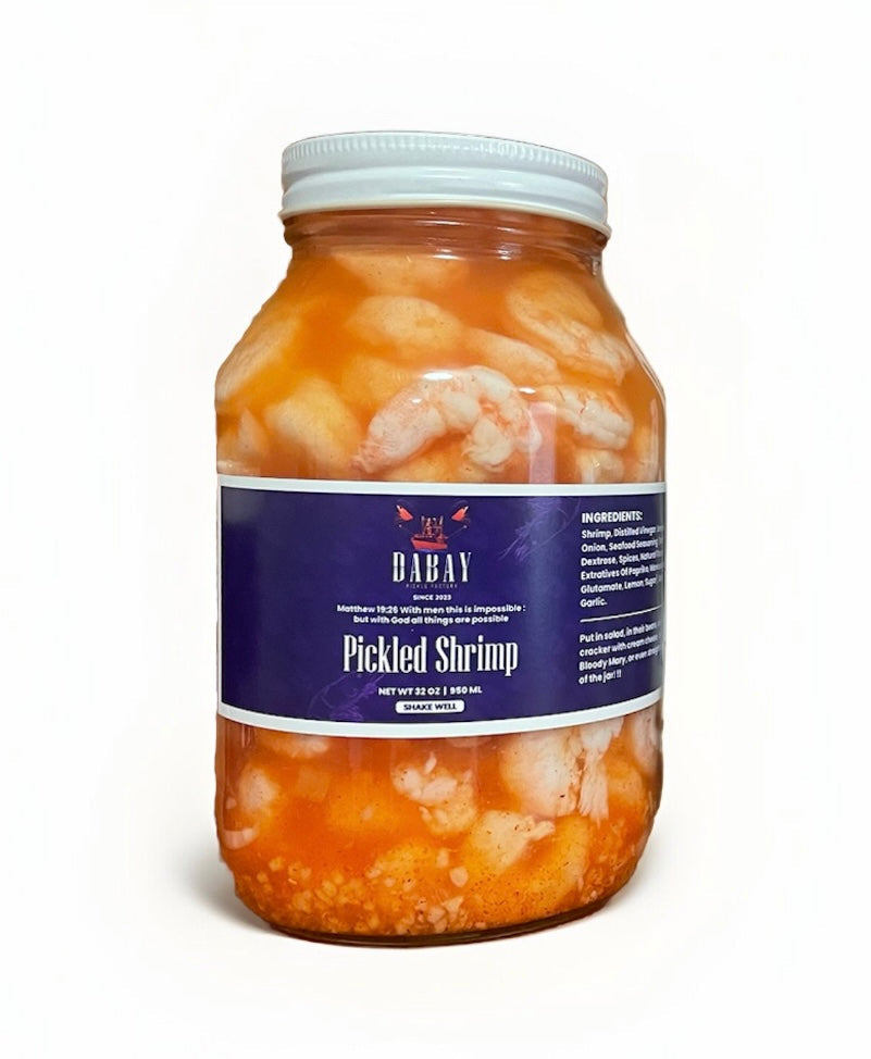 Pickled Shrimp | 32oz Jar Ready To Eat Handcrafted Spicy Tangy Seafood Appetizer