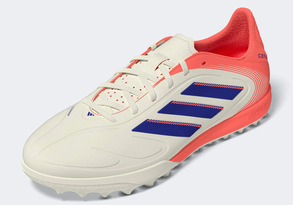 adidas Copa Pure III League TF Mens Soccer Cleats White Lucid Blue Signal Coral
