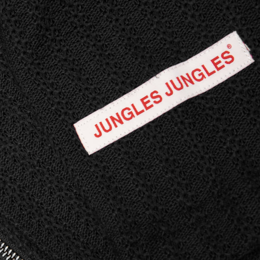 Zip Up Boxy Knit Jacket Black