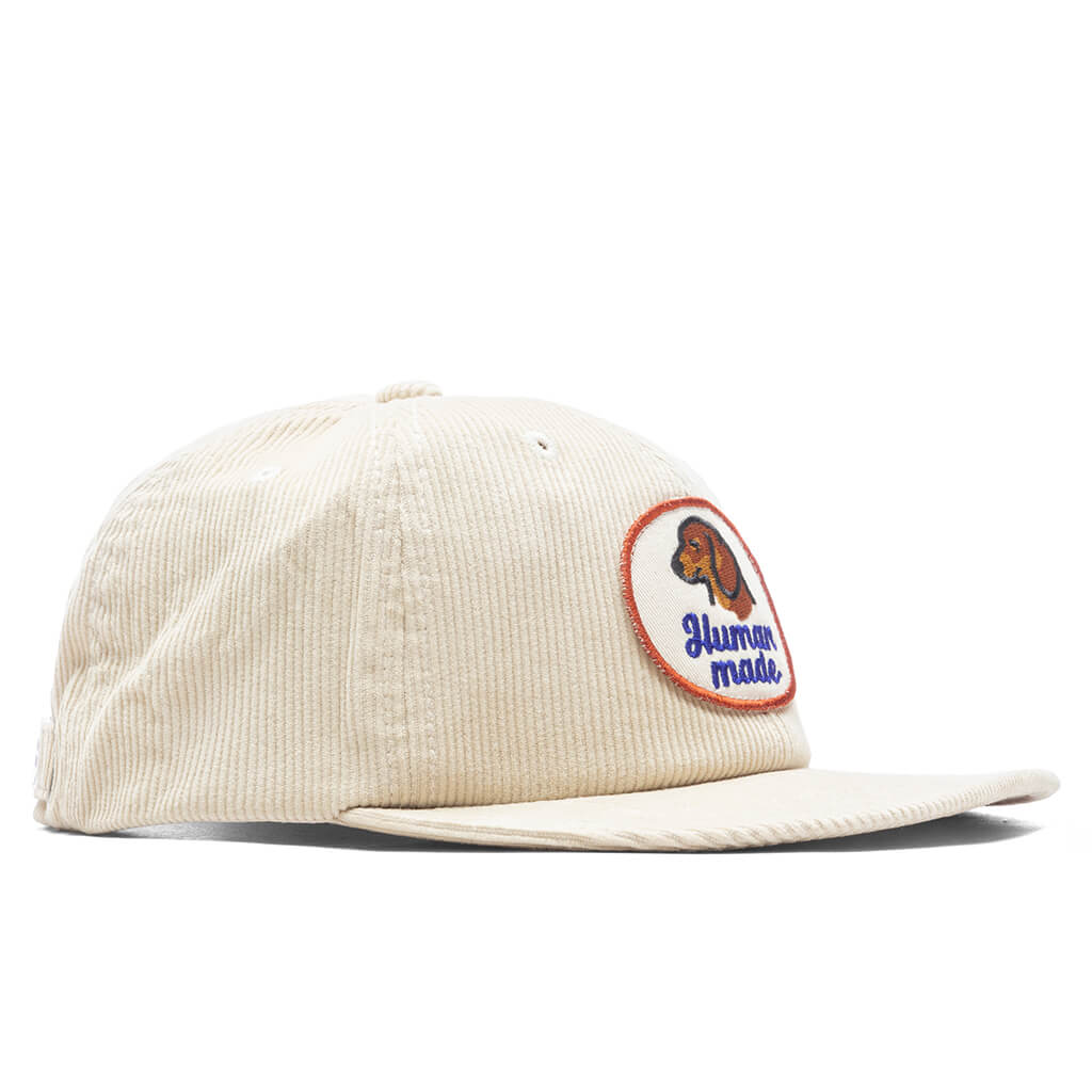 6 Panel Corduroy Cap White