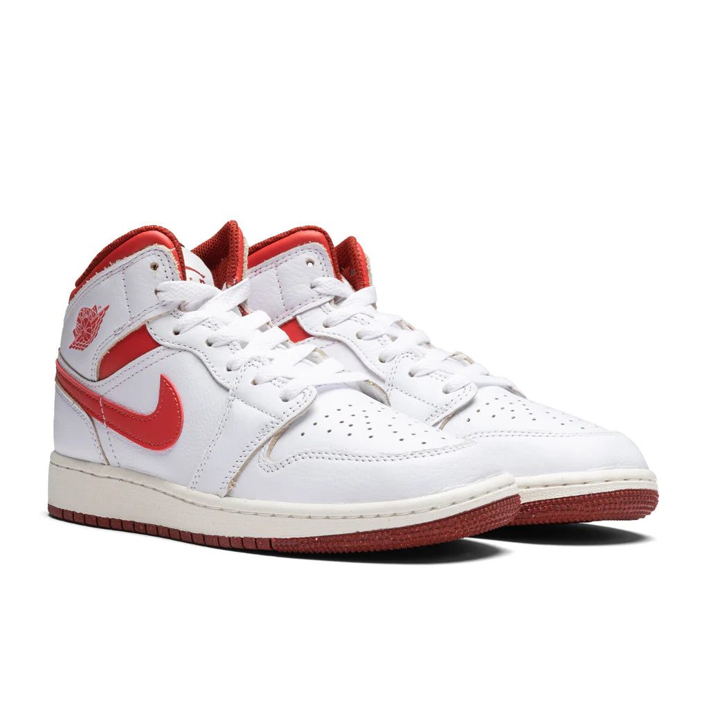 Air Jordan 1 Mid SE GS White Lobster Dune Red