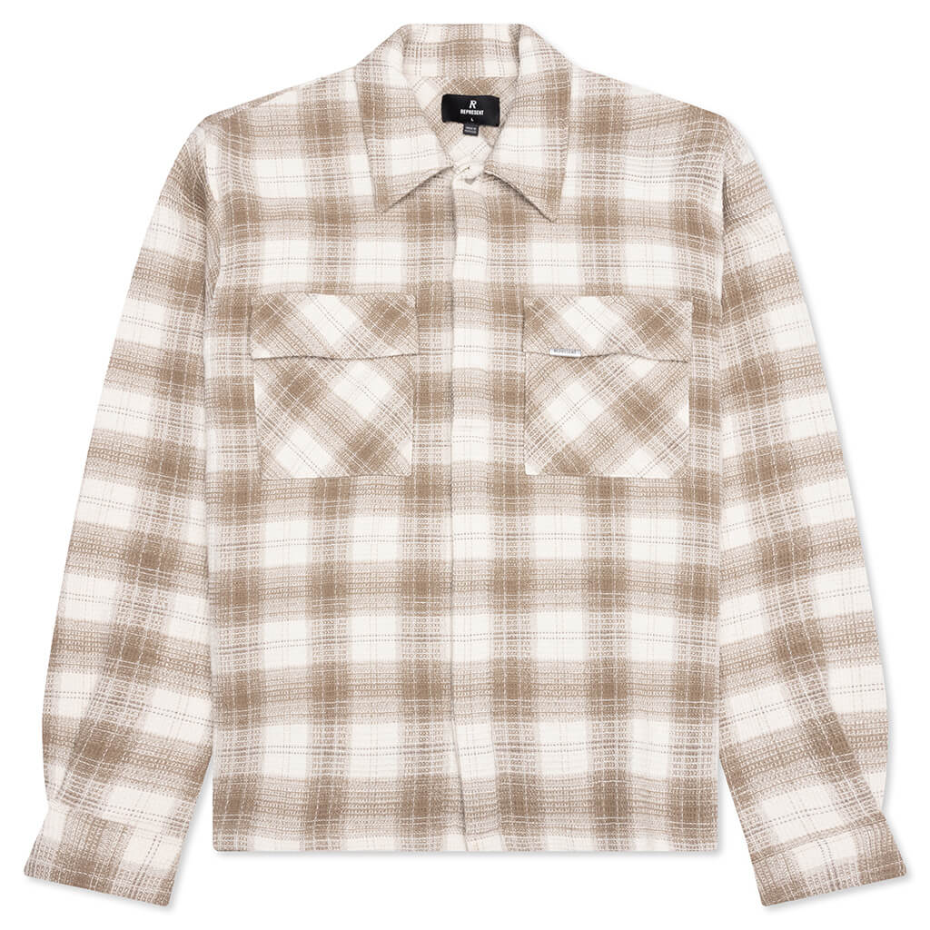 Waffle Flannel Shirt Mid Brown