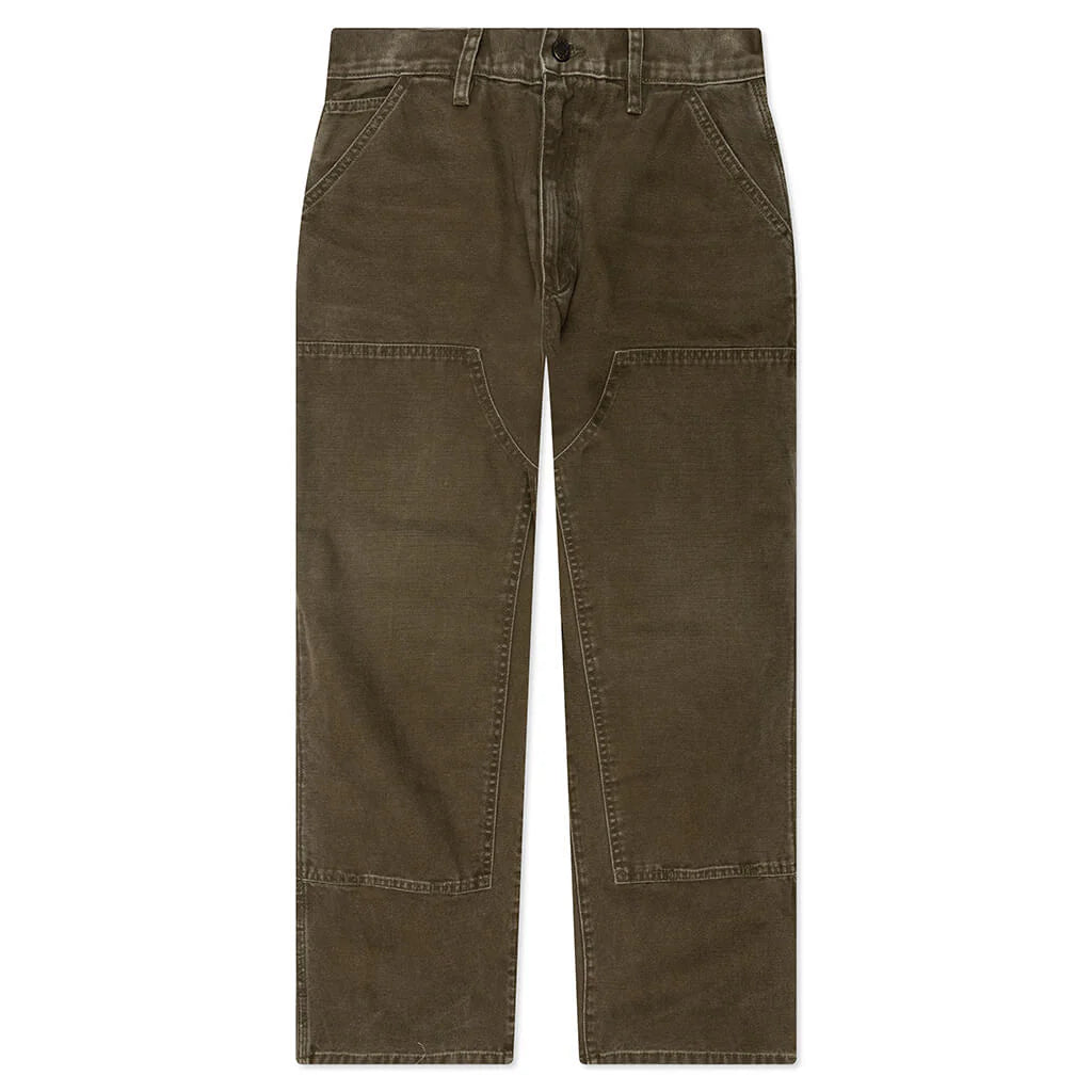 Canvas Double Knee Work Pant Washed Moss Green