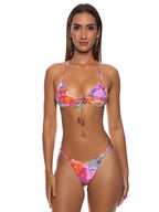 Molded Push Up Bandeau Halter-Moderate Bikini
