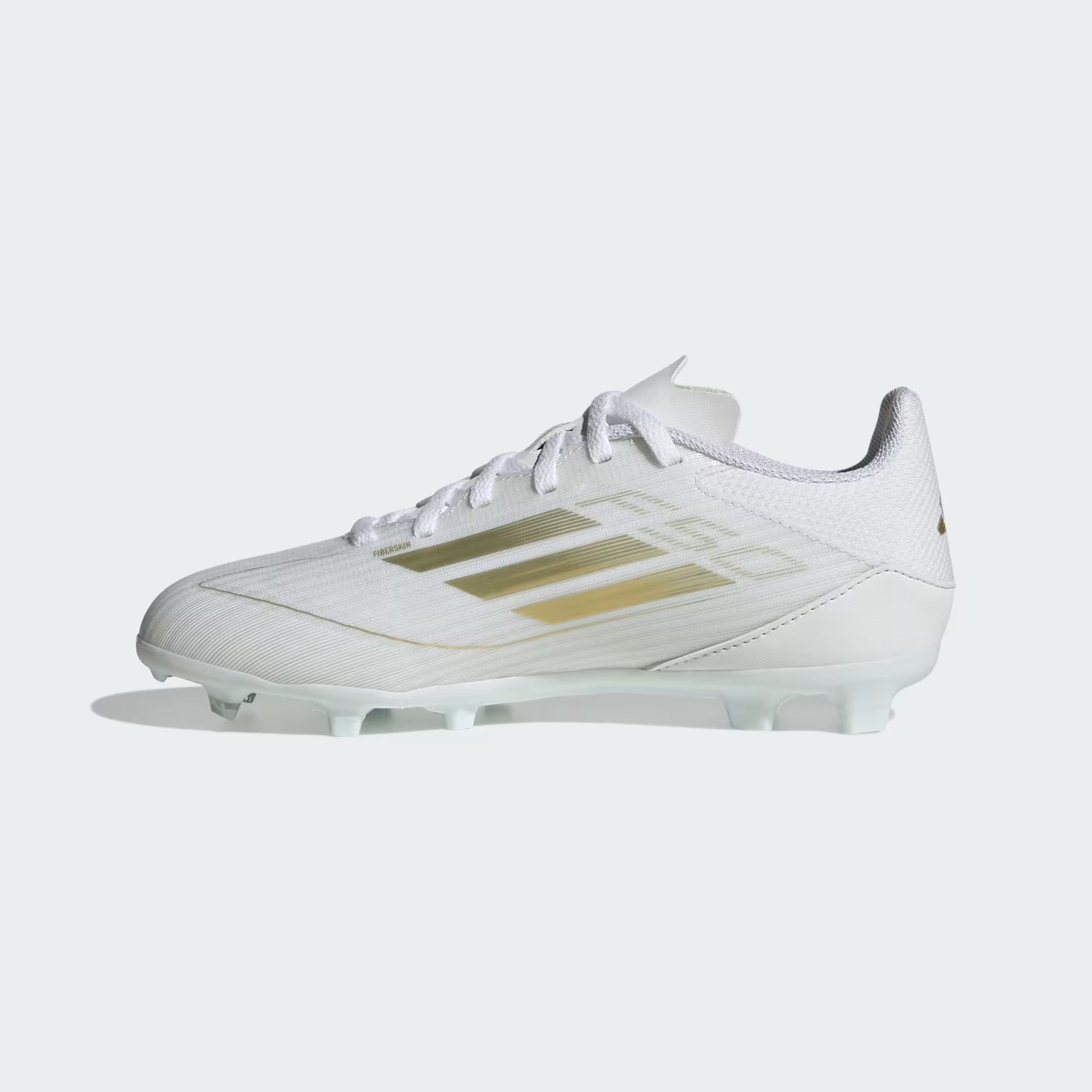 adidas F50 League Firm Multi Ground Youth Soccer Cleats White Gold Metallic White