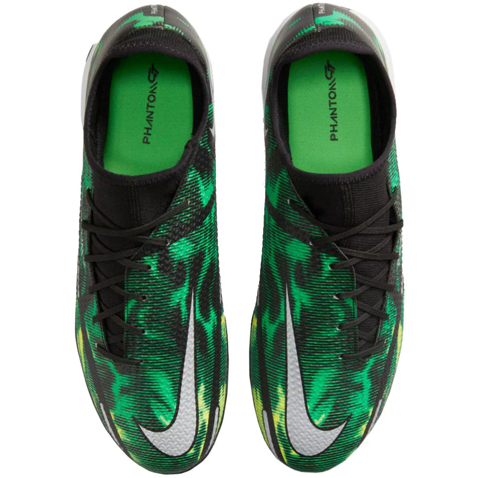 Nike Phantom GT2 Academy D IC Indoor Soccer Shoes Black Platinum Green Strike