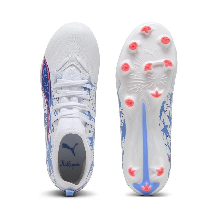 PUMA Ultra 6 Match FG AG Christian Pulisic X Kidsuper FG AG Youth Soccer Cleats White Pink Lilac Dusky Blue