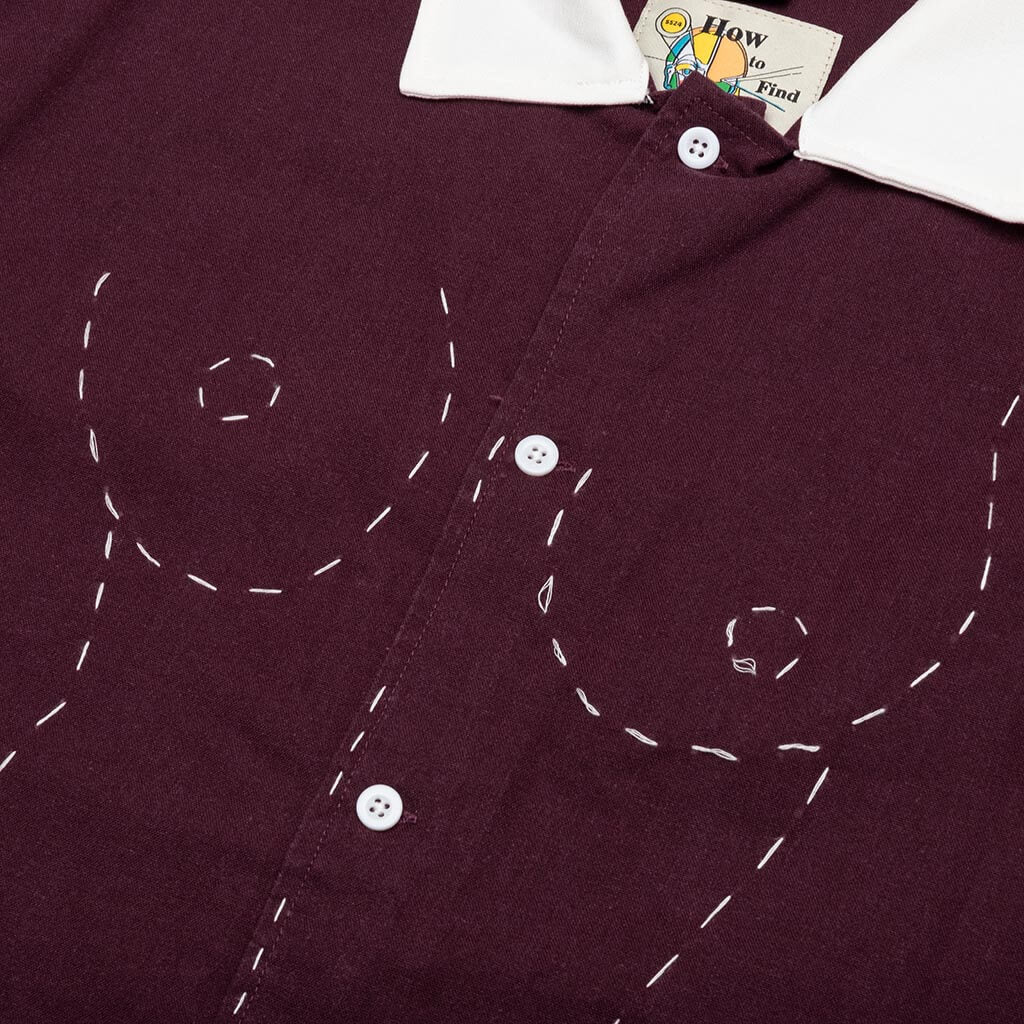 Embroidered Figure Shirt Wine