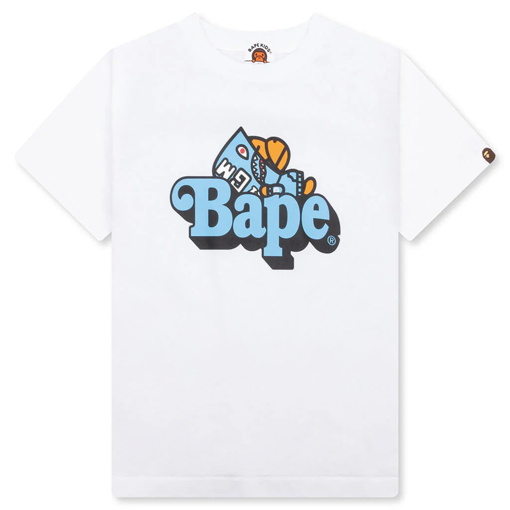 Kids Shark Milo on Bape Tee White Black