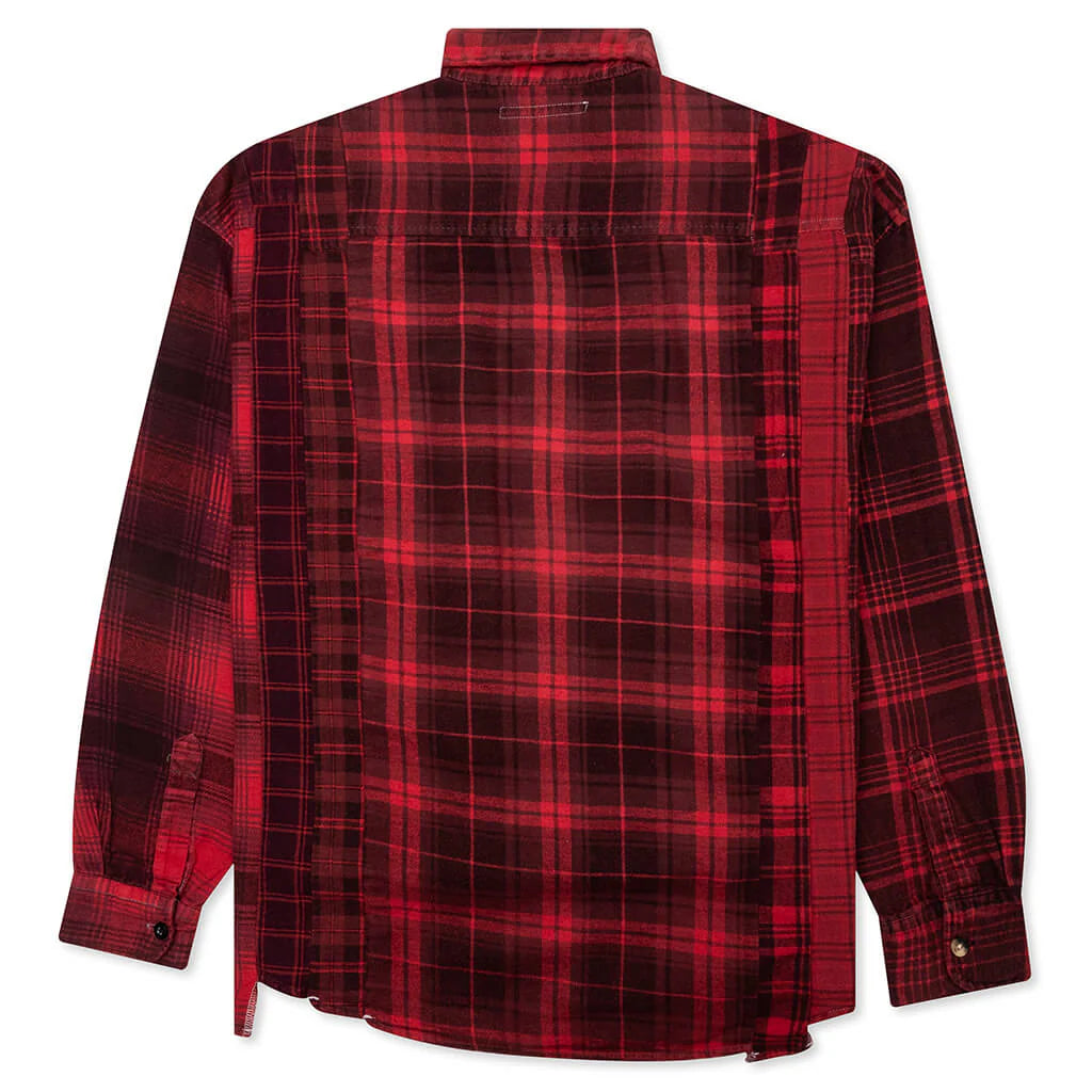 Flannel Shirt 7 Cuts Shirt Over Dye Red
