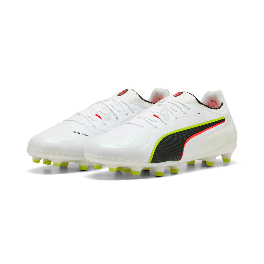 PUMA King 20 Ultimate FG AG Firm Multi Ground Mens Soccer Cleats White Red Yellow
