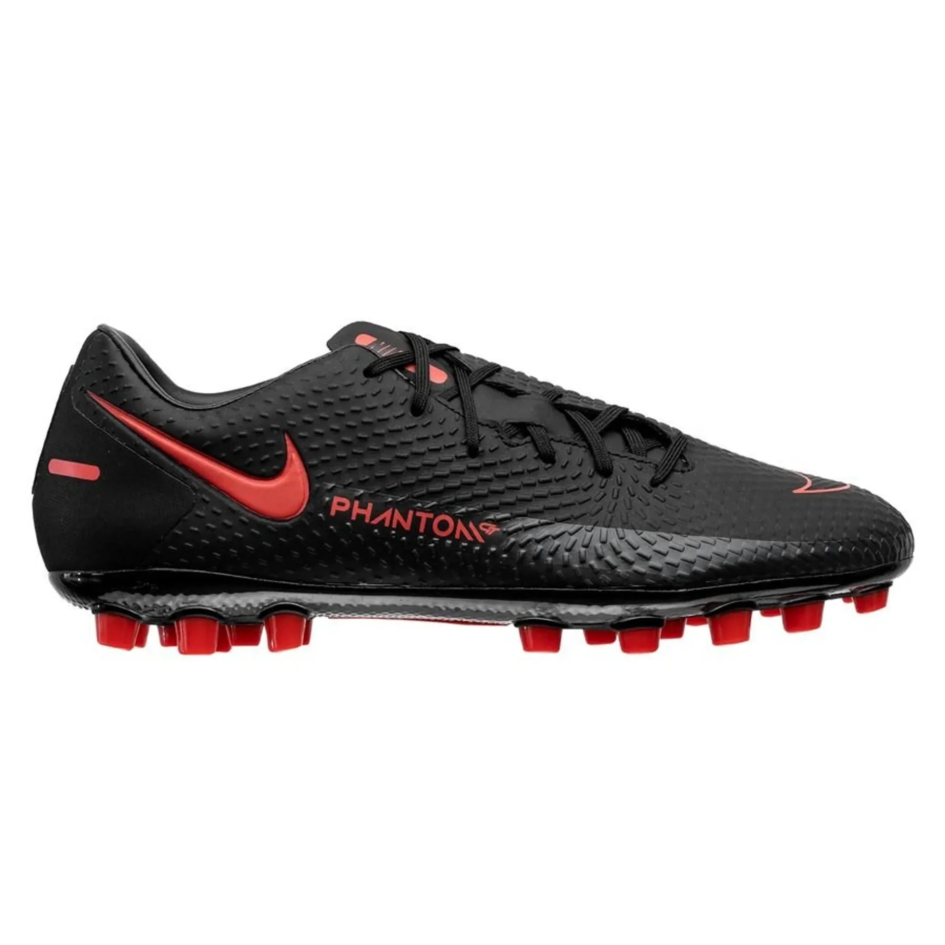 Nike Phantom GT Academy AG Artificial Grass Soccer Cleats Black Chile Red Dark Smoke Grey