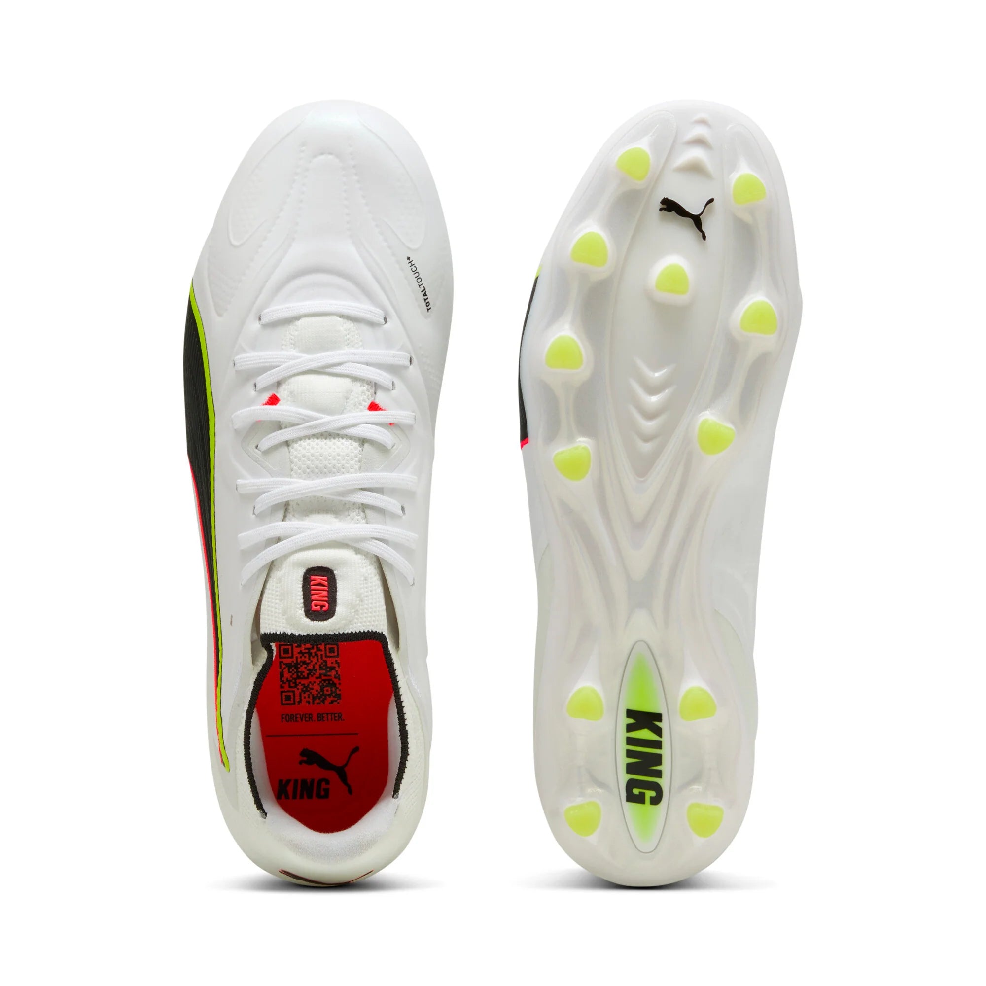 PUMA King 20 Ultimate FG AG Firm Multi Ground Mens Soccer Cleats White Red Yellow
