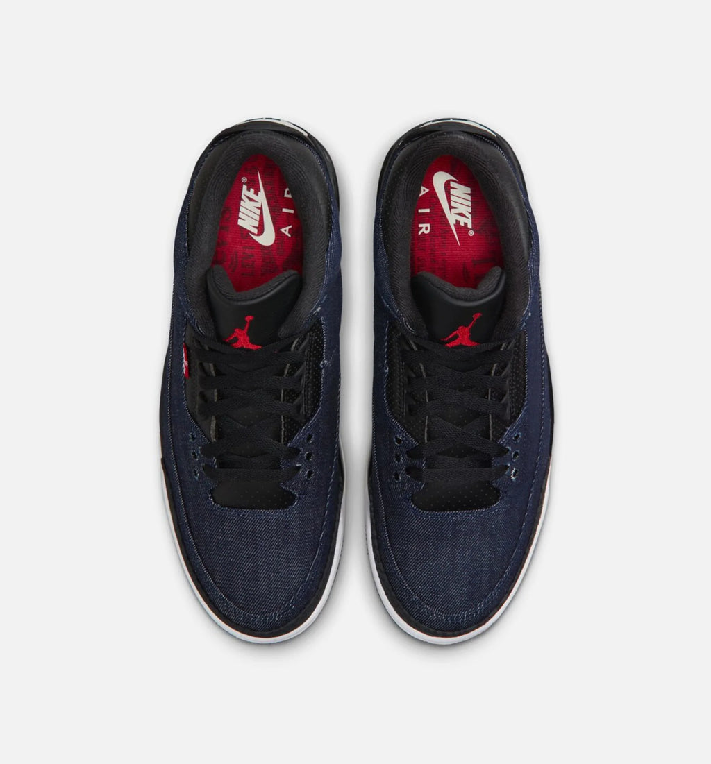 Air Jordan 3 x Levis Indigo And Gym Red Mens Lifestyle Shoe Denim Black Sail