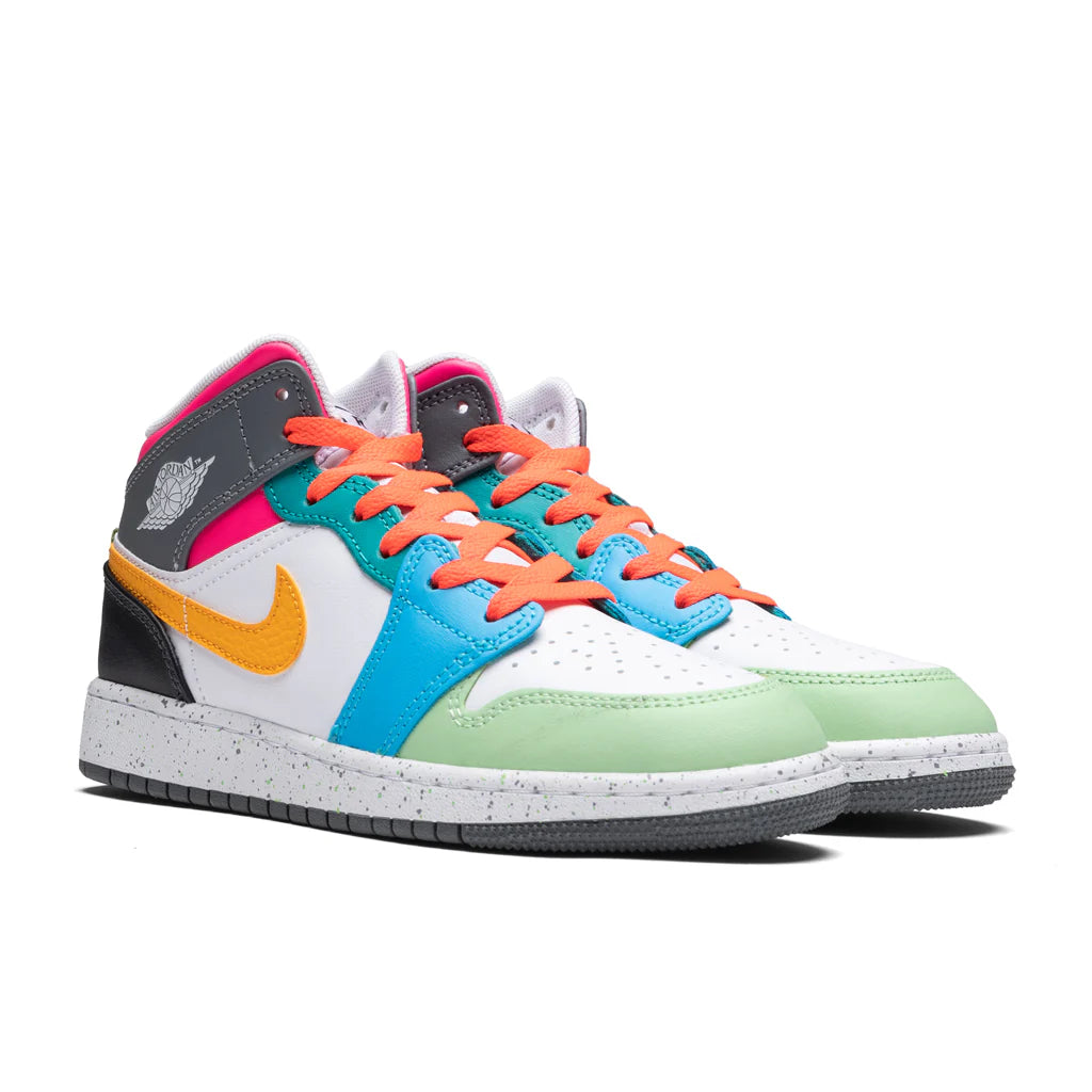 Air Jordan 1 Mid SE GS White Taxi Dark Shadow Hyper Pink