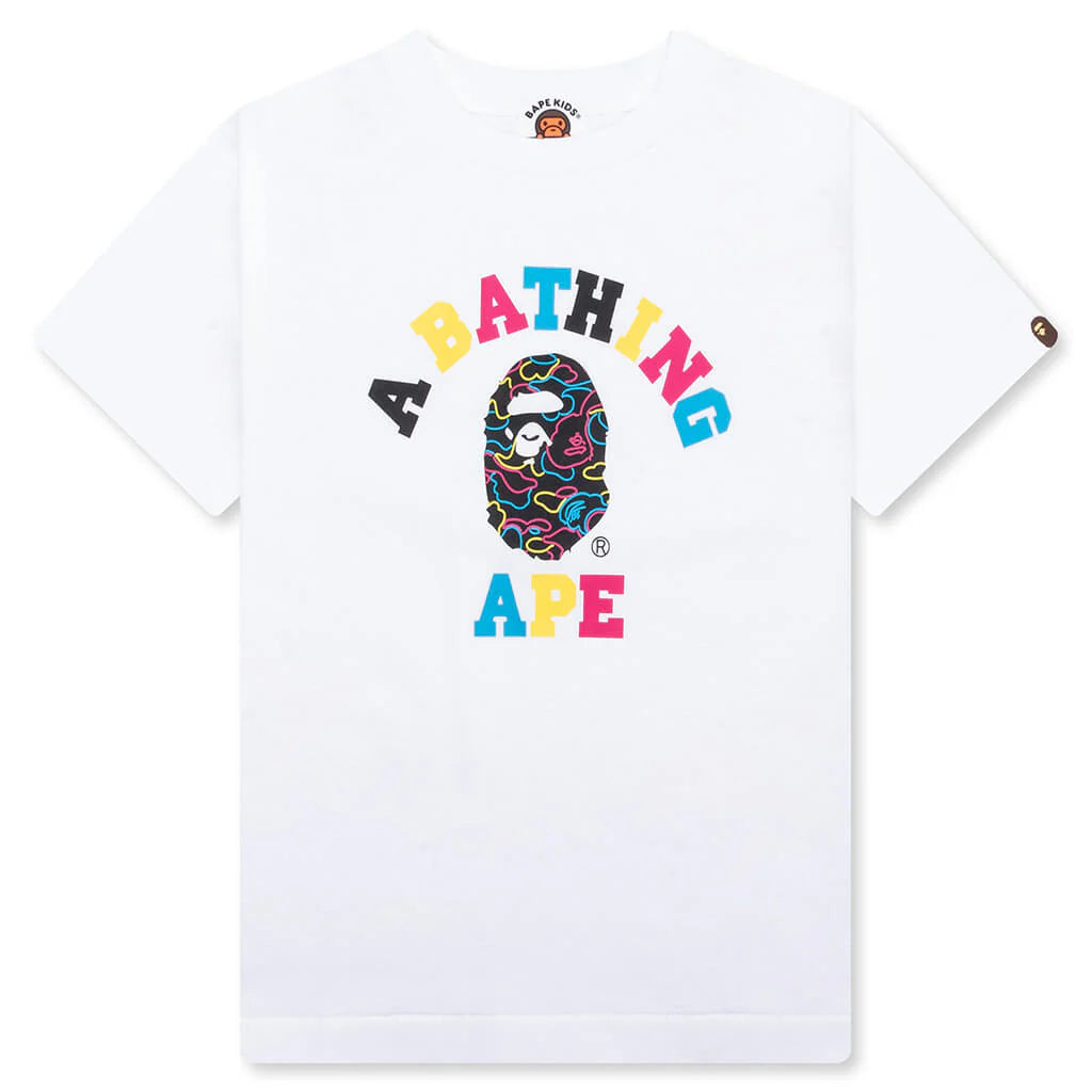 Kids Neon Camo College Tee White