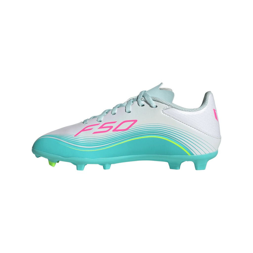 adidas F50 Messi League FG MG Firm Ground Multi Ground Youth Soccer Cleats White Pink Aqua