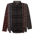 Flannel Shirt 7 Cuts Zipped Wide Shirt Over Dye Brown