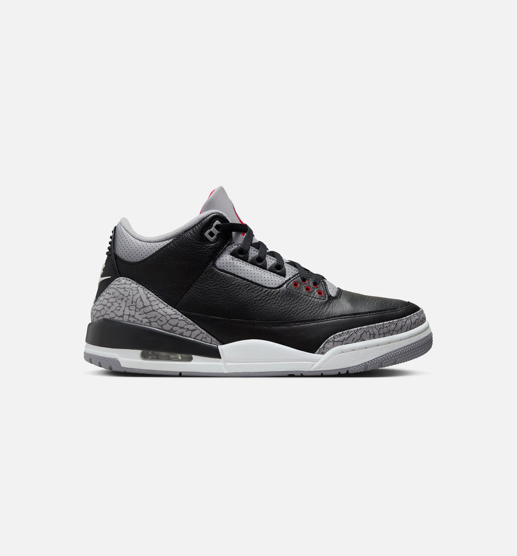 Air Jordan 3 Retro Black Cement Mens Lifestyle Shoe Black Fire Red Cement Grey Summit White