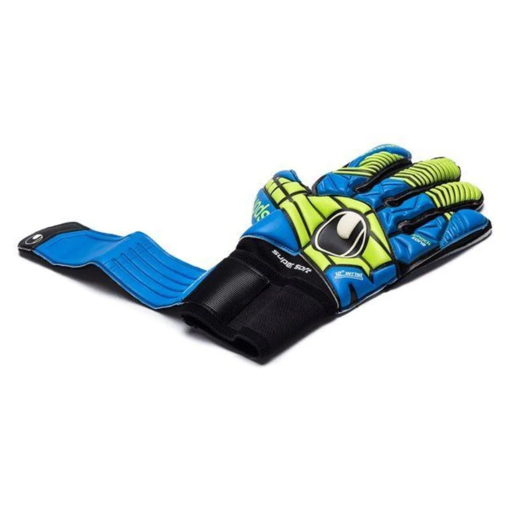 Uhlsport Eliminator Supersoft Goalkeeper Gloves Black Blue Power Green
