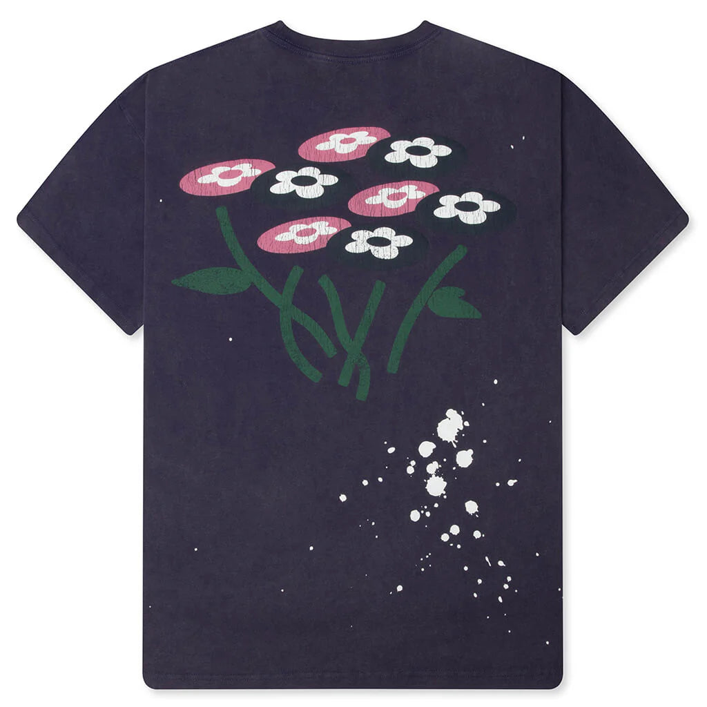 Paint Flower Bouquet Tee Washed Purple