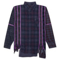 Flannel Shirt 7 Cuts Zipped Wide Shirt Over Dye Purple
