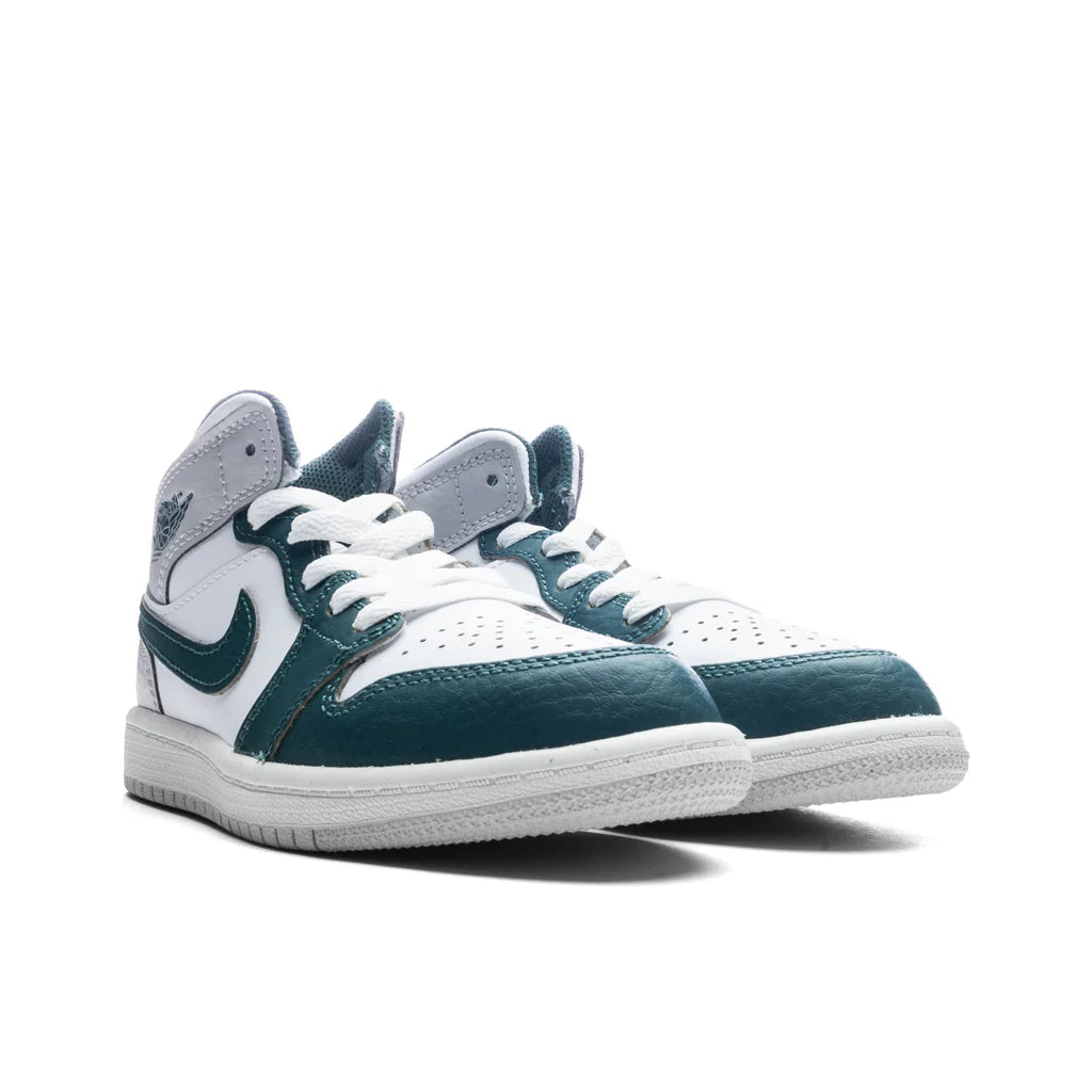 Jordan 1 Mid SE PS White Oxidized Green Sail Neutral Grey