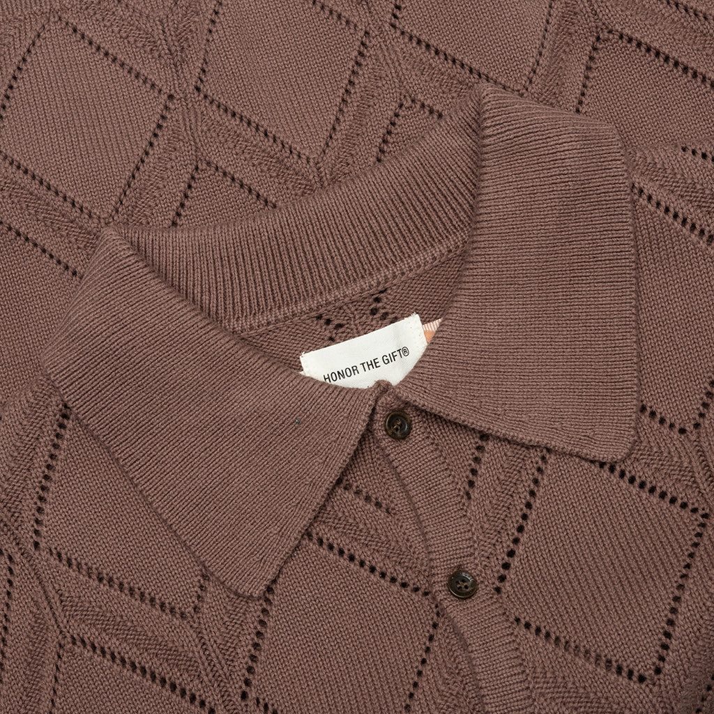 Diamond Knit Polo Brown