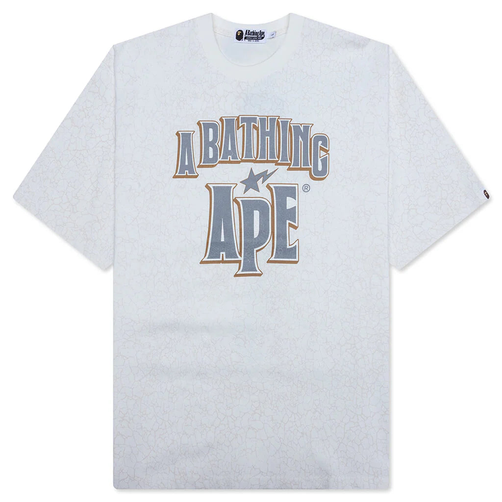 Crack Print Pattern Logo Relaxed Fit Tee White