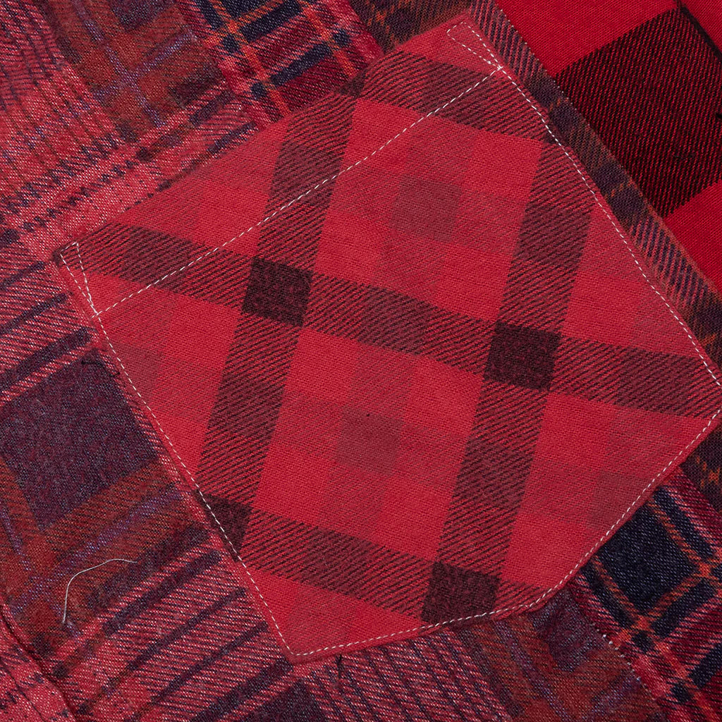 Over Dye 7 Cuts Wide Shirt Red