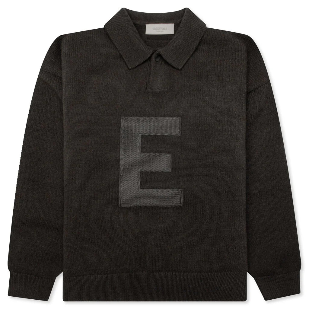 Kids Knit Polo Off Black