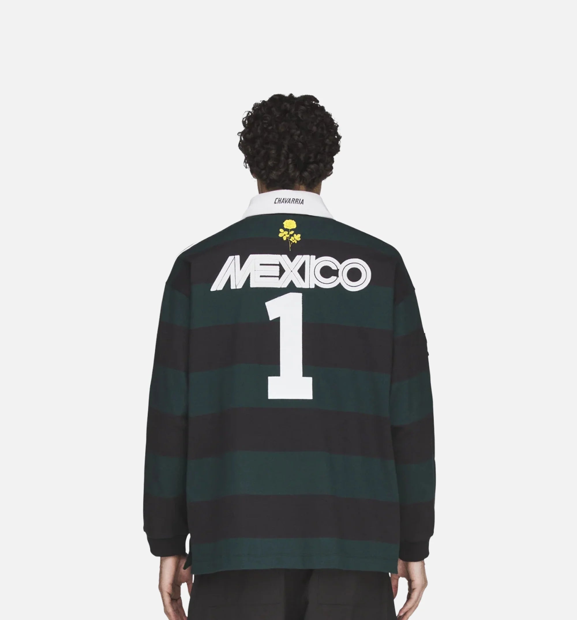 Chavarria Rugby Mens Long Sleeve Shirt Black Aurora Ivy