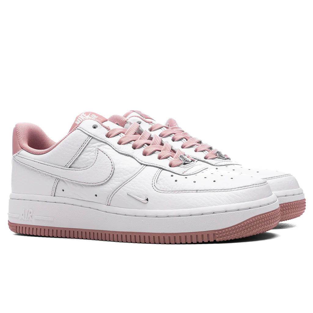 Womens Air Force 1 07 Mini Jewel White Particle Pink Metallic Silver