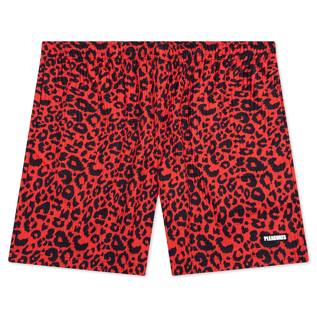 Leopard Active Shorts Red