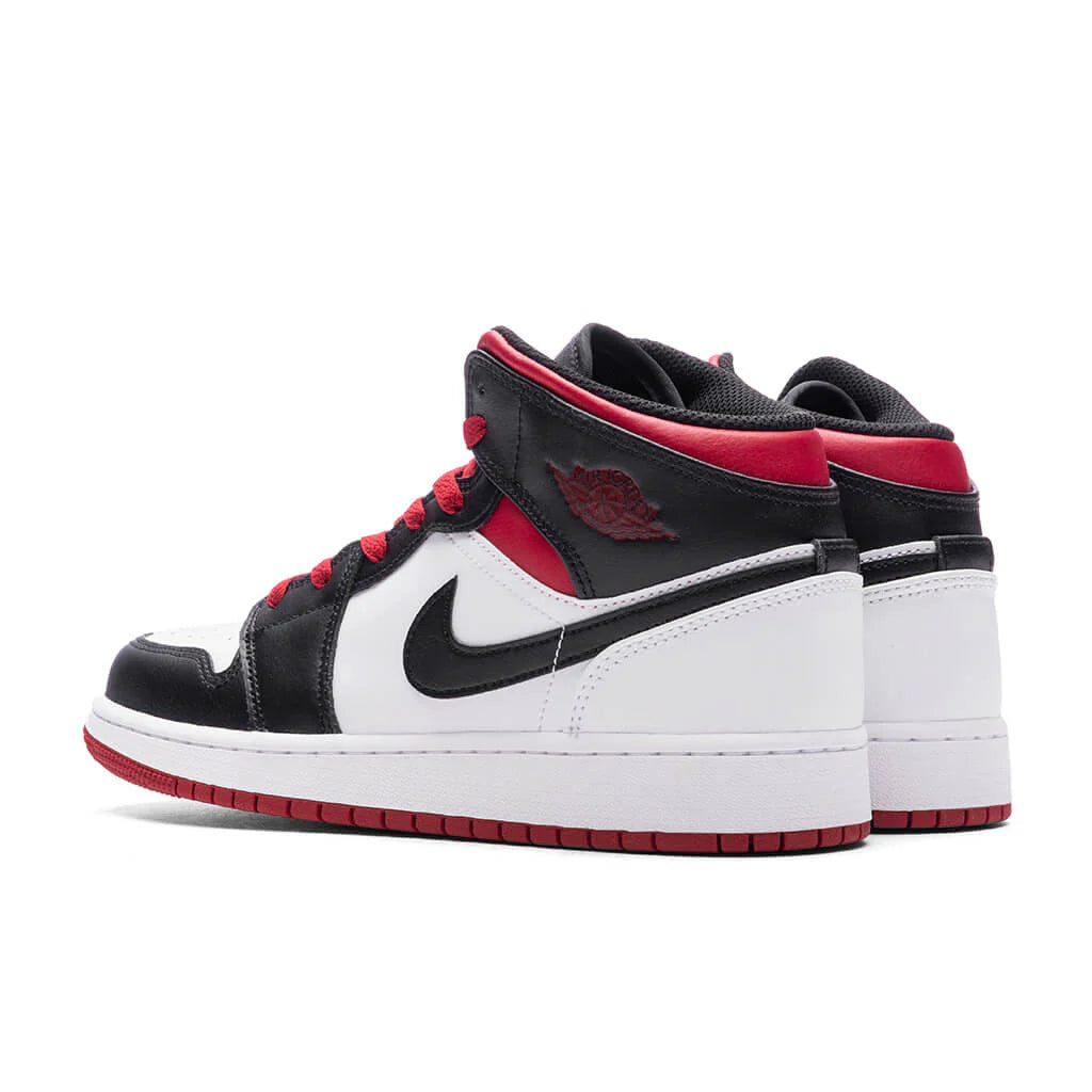 Air Jordan 1 Mid GS White Gym Red Black