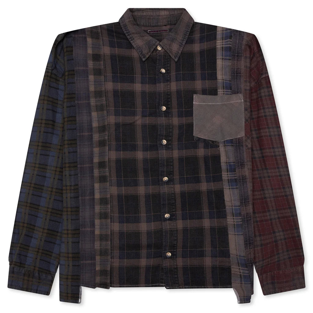 Over Dye 7 Cuts Wide Shirt Brown