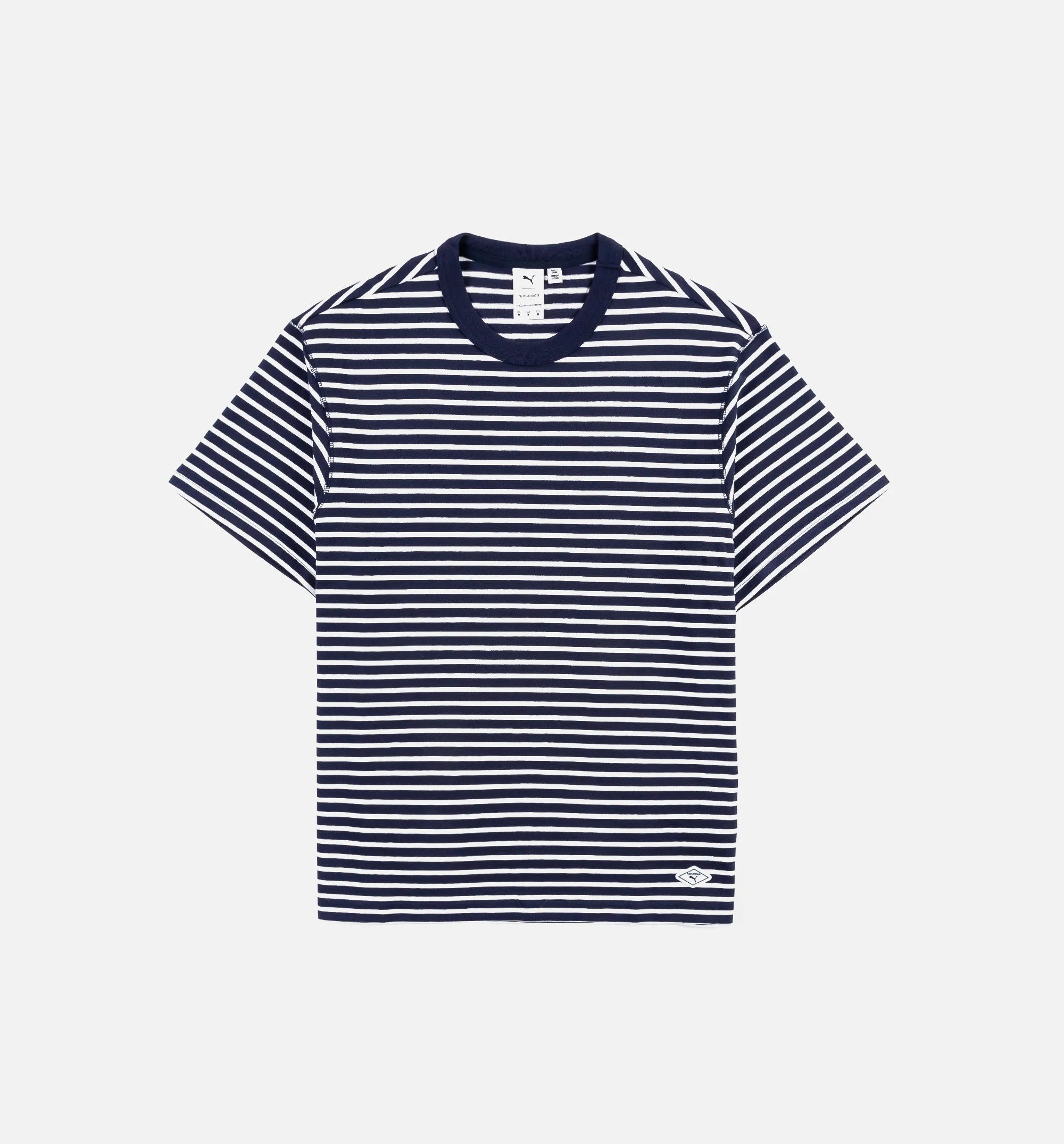 Nanamica Striped Mens Short Sleeve Shirt Navy