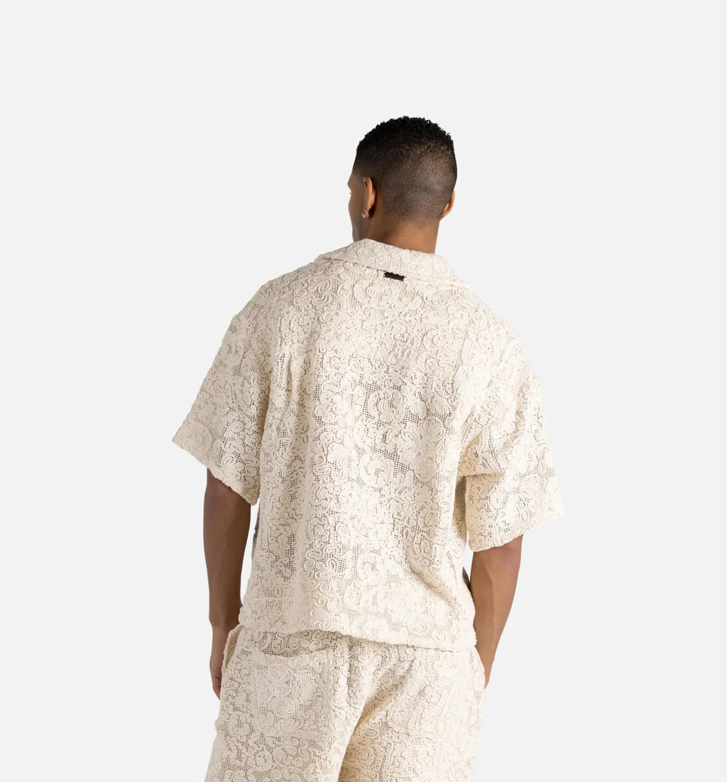 Mind Maze Camp Mens Short Sleeve Shirt Natural