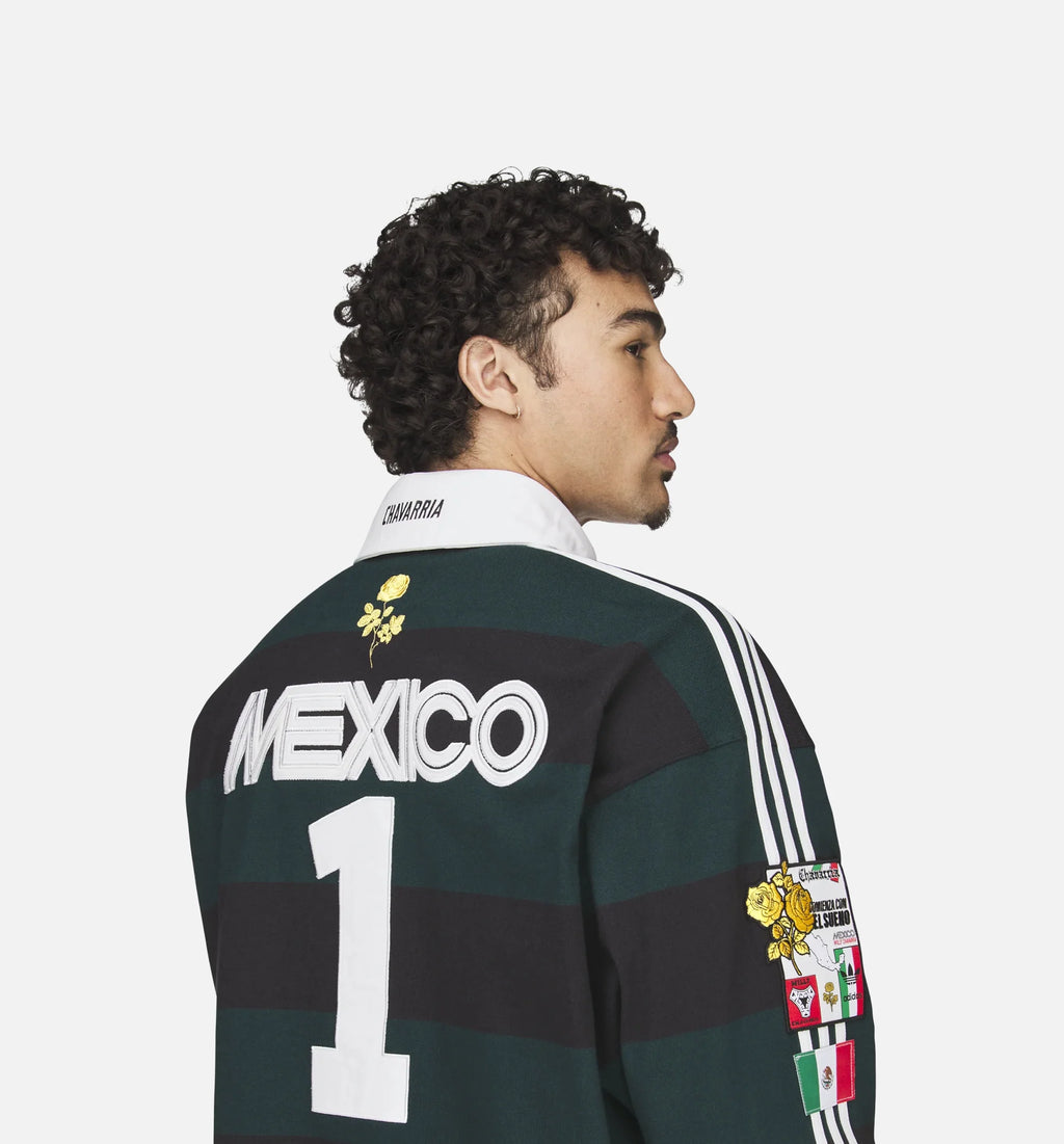 Chavarria Rugby Mens Long Sleeve Shirt Black Aurora Ivy