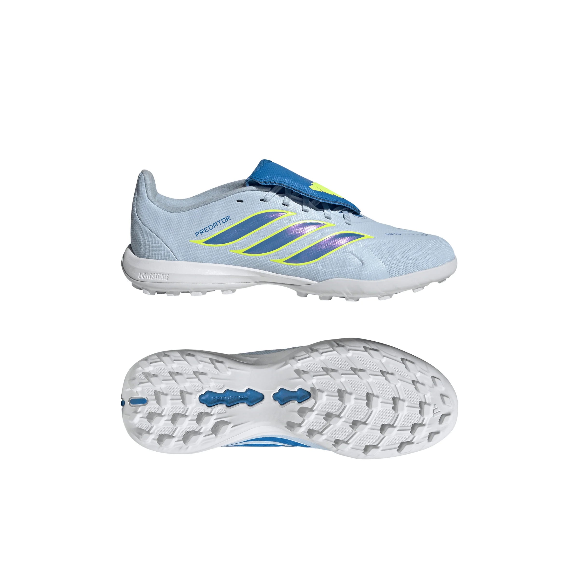 adidas Predator League Fold Over Tongue TF Turf Youth Soccer Cleats Sky Blue Yellow