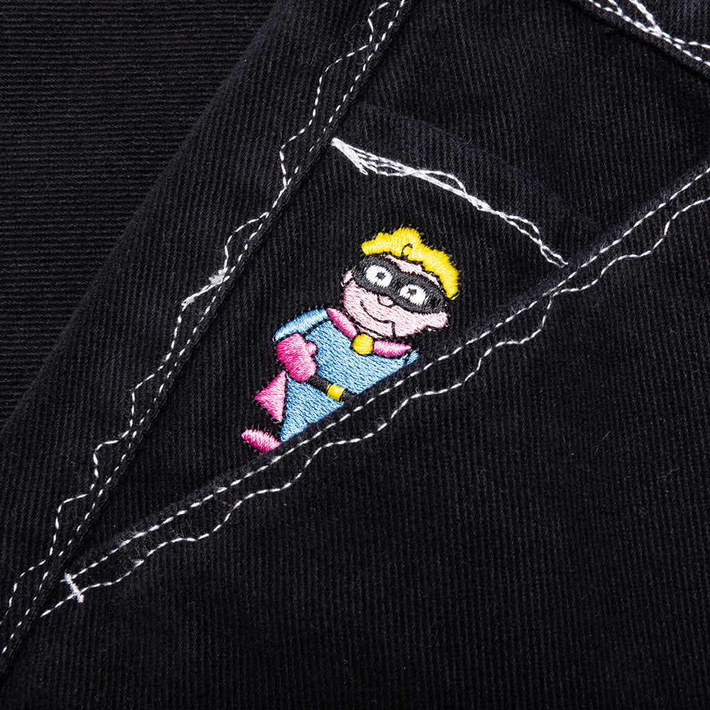 Messy Stitched Work Pants Black