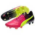 PUMA Evopower 13 Tricks FG Firm Ground Soccer Cleats Pink Glo Safety Yellow