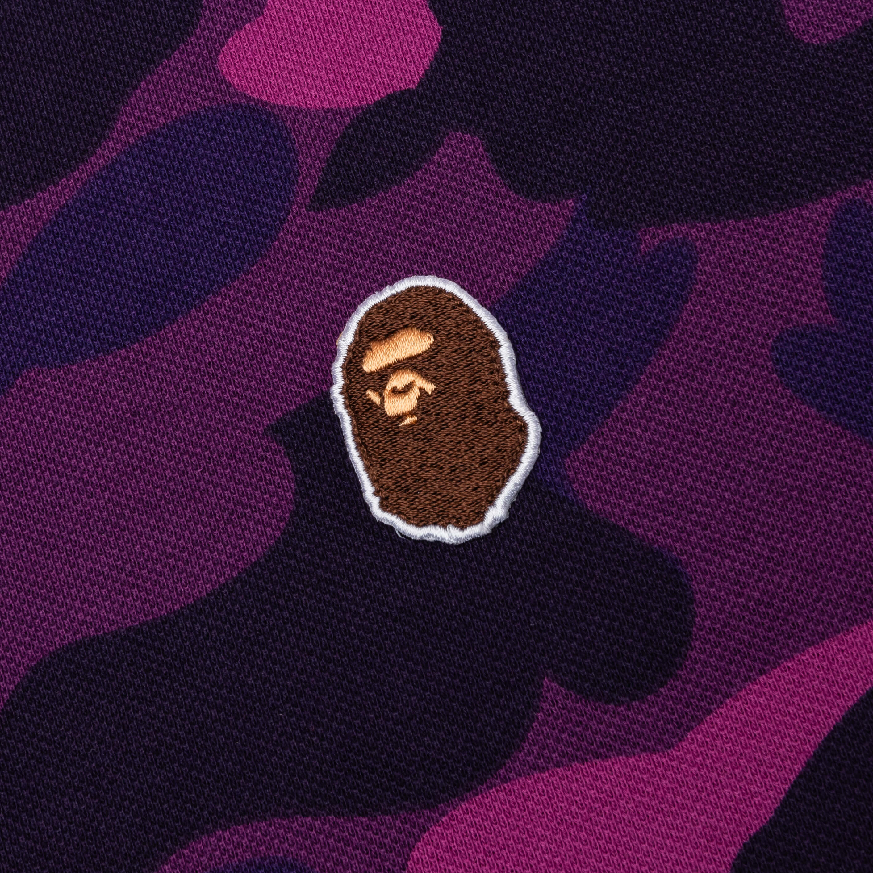 Color Camo Large Ape Head Relaxed Fit Polo Shirt Purple