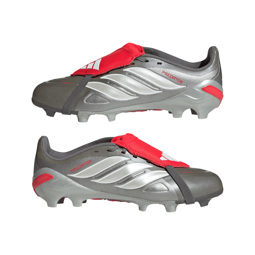 adidas Predator League Fold Over Tongue FG Youth Soccer Cleats Grey Red