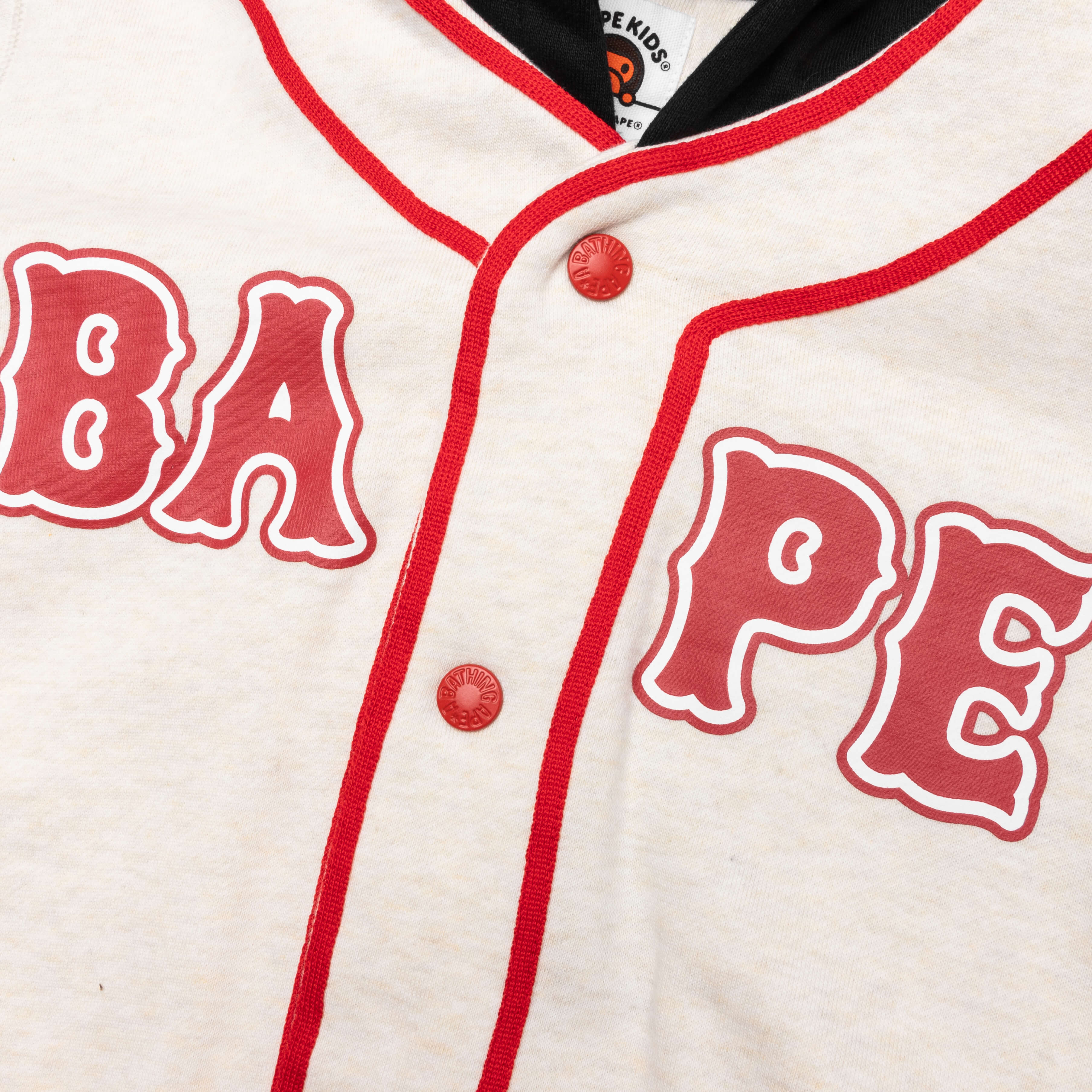 Kids Bape Logo Layered Baseball Sweatshirt Ivory