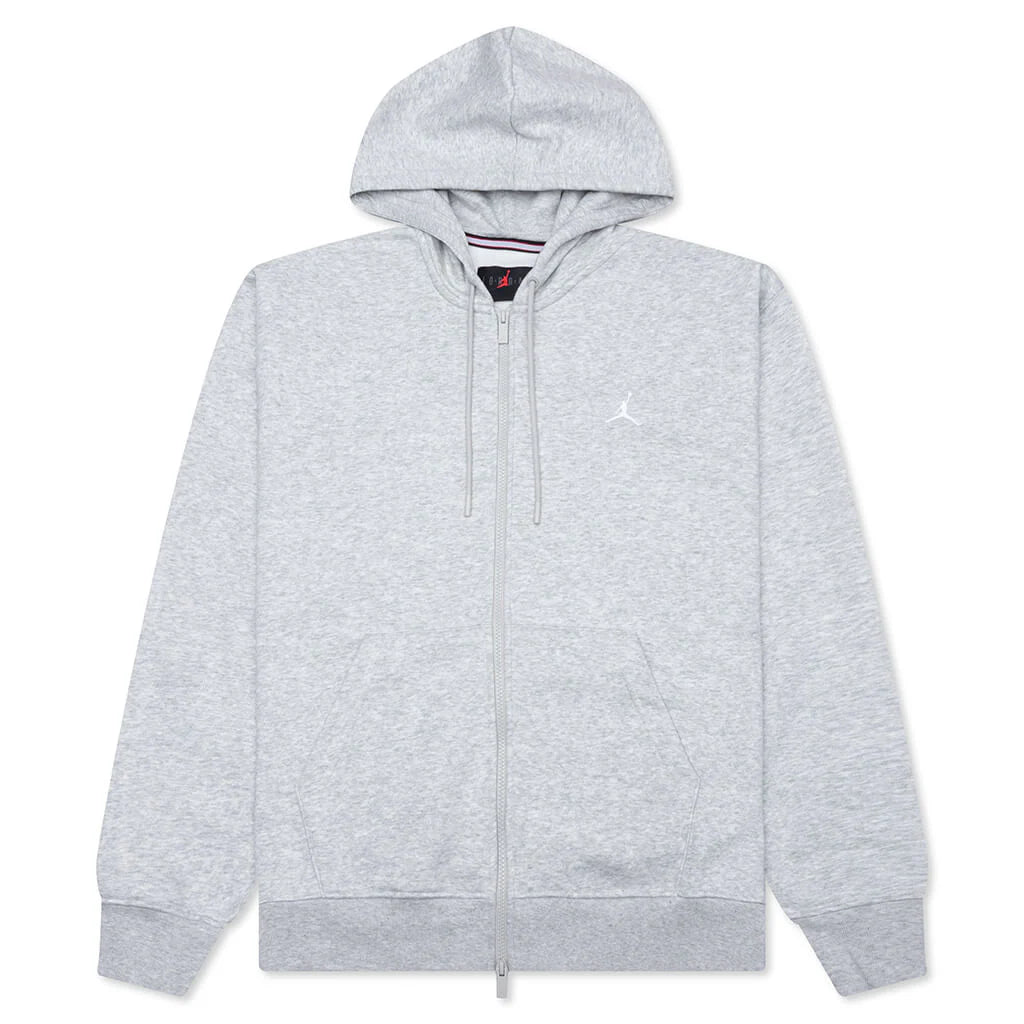 Brooklyn Fleece Full Zip Hoodie Grey Heather White