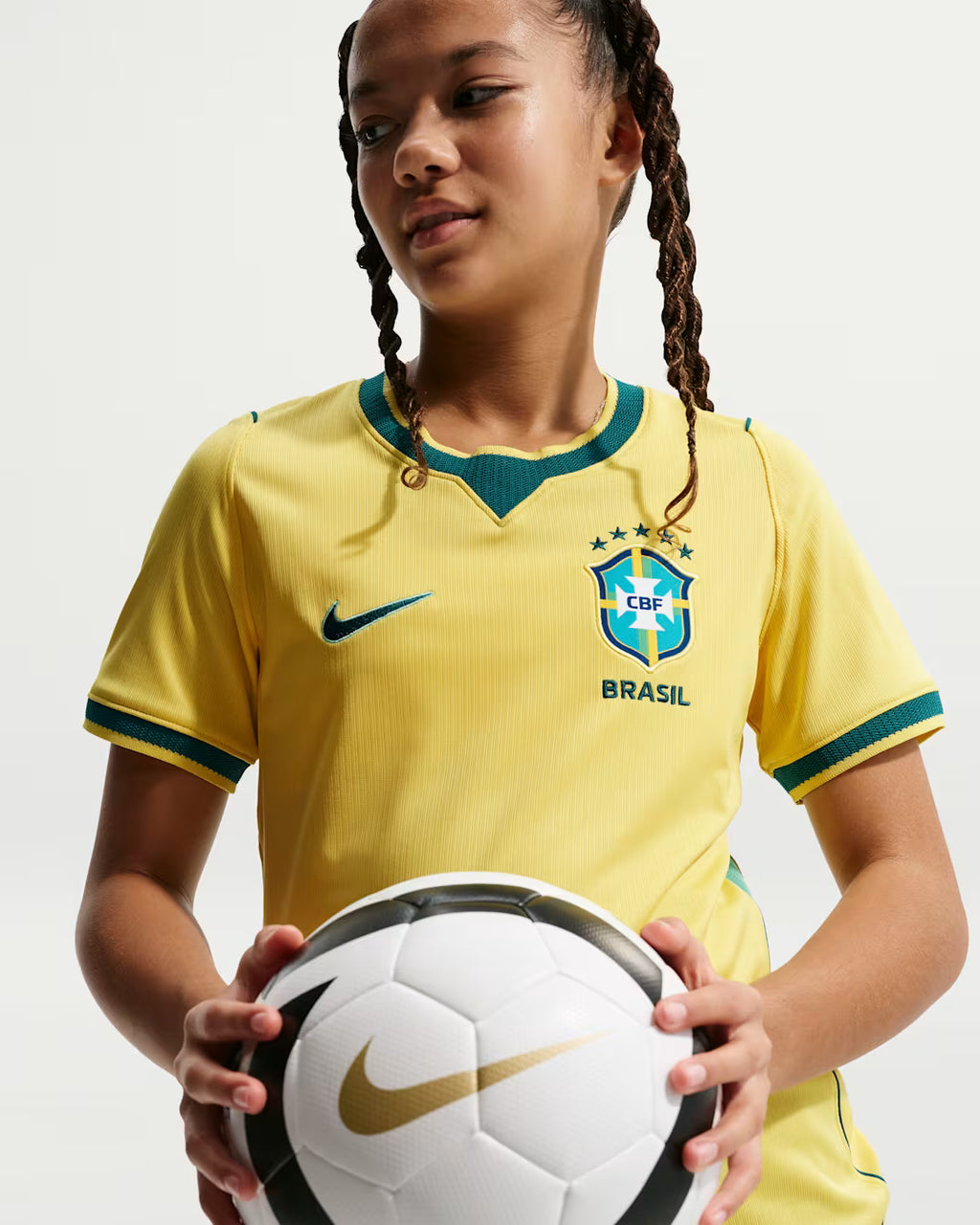 Nike Brazil Home Youth Soccer Jersey 2026 Canary Light Menta Geode Teal