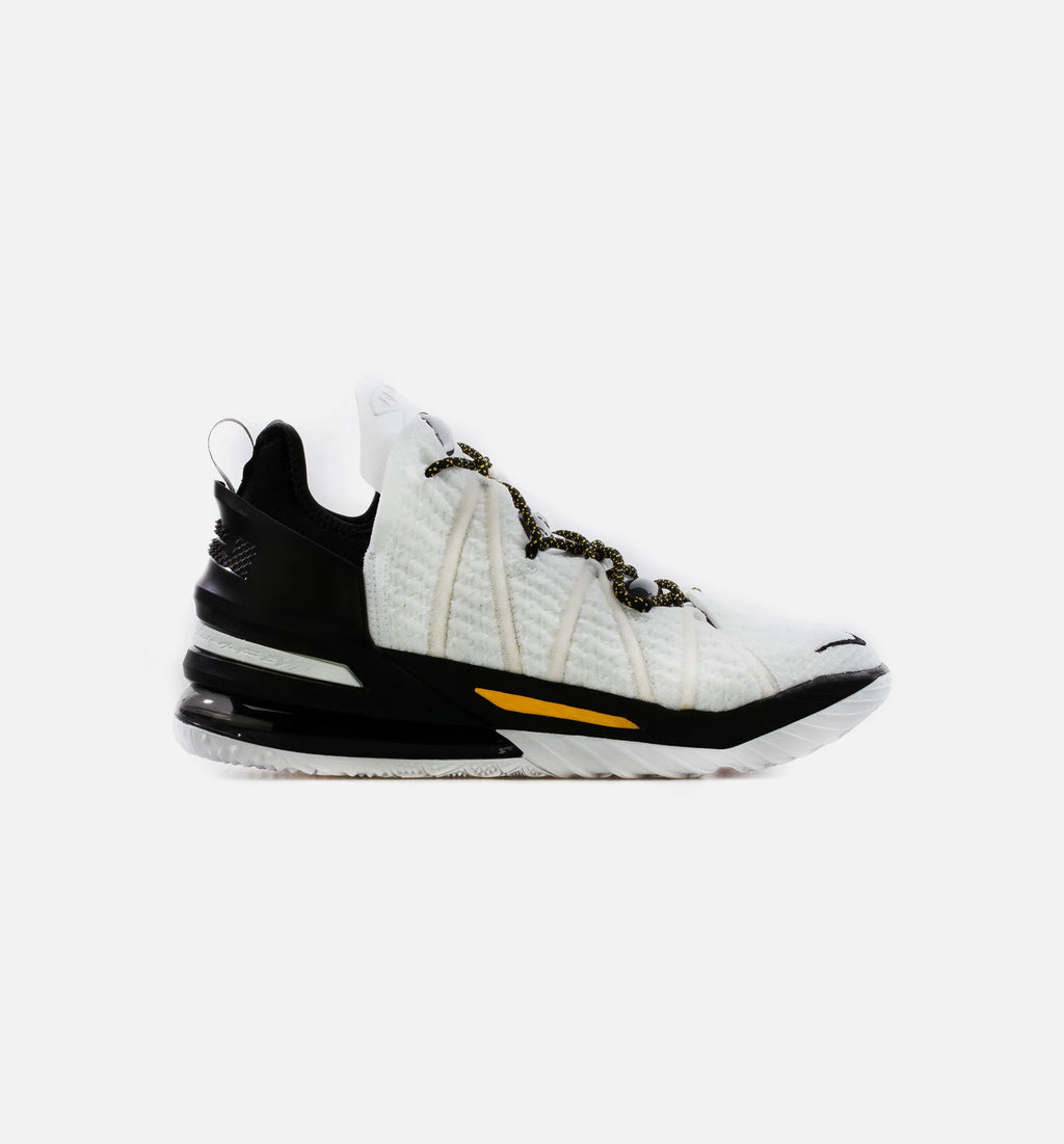 Lebron 18 Home Mens Basketball Shoe White Black Yellow