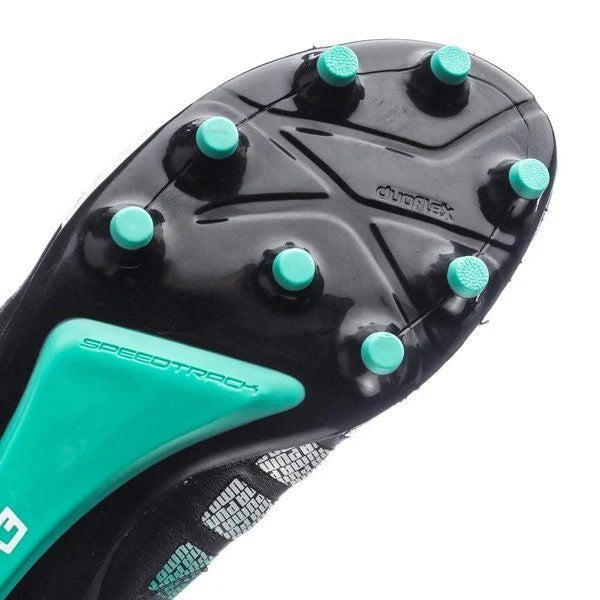 PUMA evoSPEED 13 Leather FG Firm Ground Soccer Cleats Black White Pool Green
